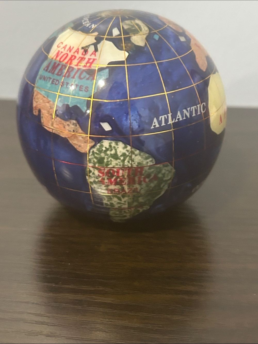 Kalifano Gemstone Globe Paperweight 3.5” World Globe Desk Accessory gift office - Picture 7 of 11